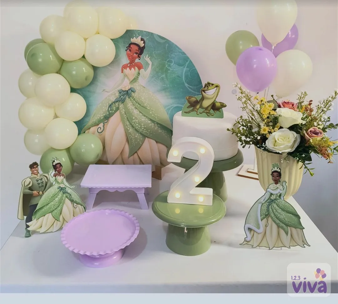 Kit de mesa com tema da princesa Tiana
