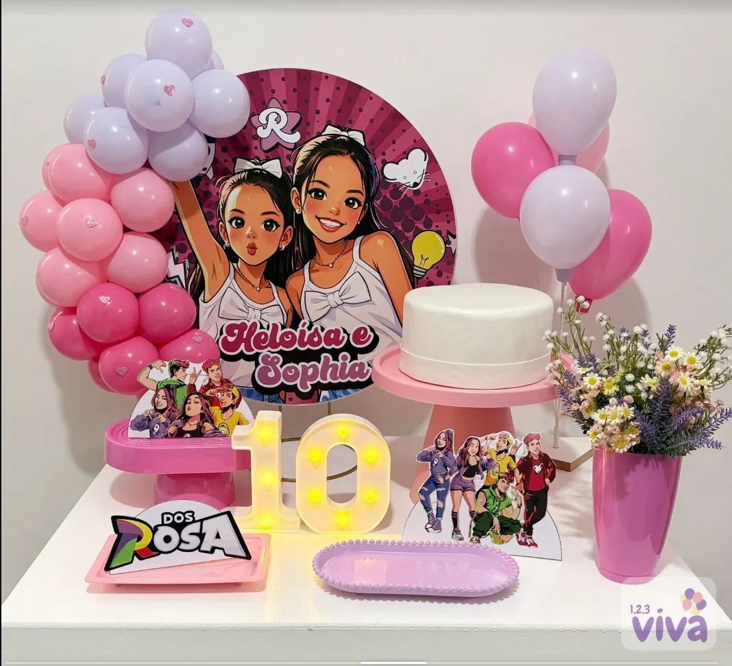 Painel personalizado com as aniversariantes em tema musical